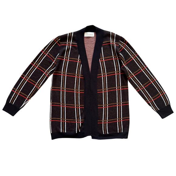 Jantzen Vintage Sweater Cardigan Tartan Women's M Brown Grandpa Cabincore - Picture 1 of 11